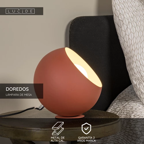 Lucide DOREDOS - Lámpara de mesa - Ø 20 cm - 1xE27 - Terracota - USP